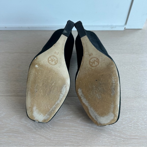 Black suede Michael Kors wedge heels with zippers - Picture 3 of 7